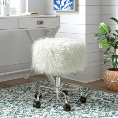 Faux fur discount stool with wheels